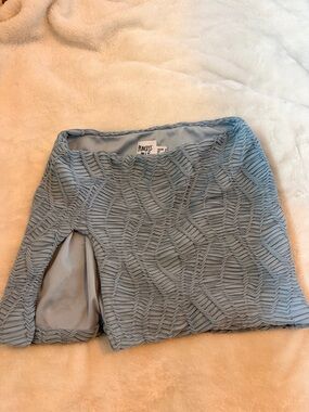 Princess Polly Light Blue Textured Mini Skort with Front Slit